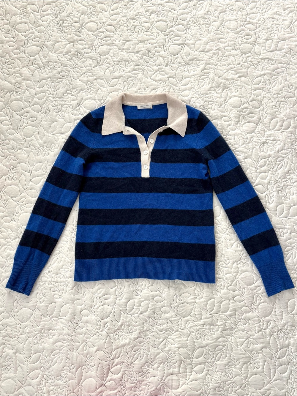 Equipment Femme 100% Cashmere Striped Rugby Polo Sweater S